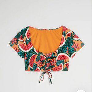 Modcloth Boardwalk Bliss Crop Top in Orange Watermelon